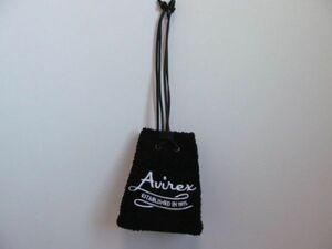 (57200)AVIREX　アビレックス　アヴィレックス　レディース　ロゴ　巾着　バッグ　ボア　ブラック　美品　