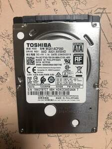 新品同様TOSHIBA MQ01ACF050 2.5インチ HDD ７mm MQ01ACF050 500GB 7200RPM累積使用3時間