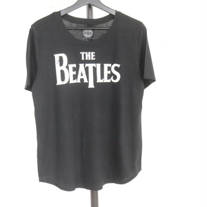 a261 2000年代製 THE Beatles 半袖プリントTシャツ■00s 表記Lサイズ レディース 黒 ロック バンド ビートルズ アメカジ ストリート 90s 
