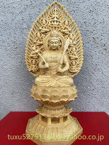 新作 仏教美術 木彫仏像 虚空蔵菩薩 精彫造像 仏教工芸品 高さ29cm