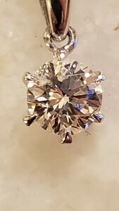 Pt850/K18WGダイヤモンドペンダントネックレス 0.398カラット F SI1 GooD キラキラダイヤモンド。