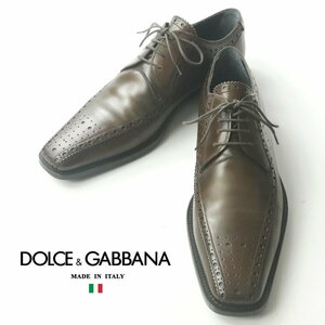 美品 イタリア製 DOLCE＆GABBANA ドルチェ＆ガッバーナ 仔牛革 カーフレザー オックスフォード シューズ 25.5cm 【参考価格￥150,700-】