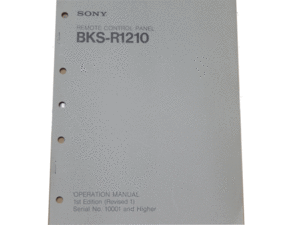 ★★　BKS-R1210 (SONY)　REMOTE CONTROL PANEL OPERATION MANUAL 　BKSR1210MAOA ★★ 