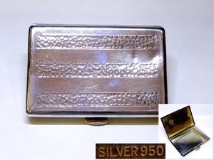 【侍】銀製 シルバー SILVER950 槌目デザイン 重厚 シガレットケース 煙草ケース 喫煙具 20-824
