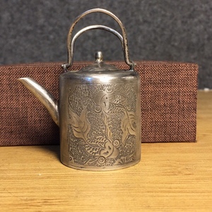 旧蔵 清 純銀小壺 茶道具 古美術品 古美味 L0327