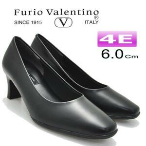6451黒24.5cm/Furio Valentino/フリオバレンチノ/4E/ヒール6cm/フォーマルパンプス /リクルート/通勤/冠婚葬祭/