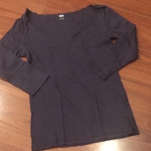 【ユニクロ】バレエ 七分袖　レッスン着♪　size/ S　ネイビー　スピーマコットンT　UNIQLO