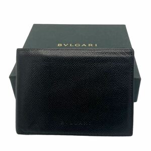 1円〜◎ ブルガリ BVLGARI ロゴ レザー 二つ折り財布 長札入れ カードホルダー ブラック