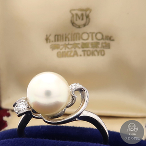 K.MIKIMOTO パールリング 8.3mm 3.1g WGK14 11号 指輪 ミキモト 箱付 質屋