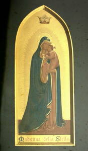 19世紀後期 フランスアンティーク 聖母子像 ガラスカバー付き額入り 優美な額装 ハンドペイントもしくはリトグラフ 宗教美術 小祭壇 壁掛け