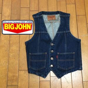 ★【 BIG JOHN 】★ジャパンビンテージ インディゴデニムベスト ★サイズ34★O508