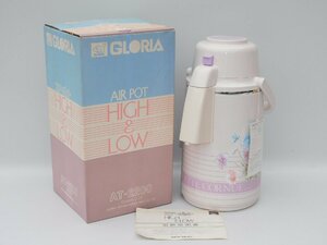 【1度も使っておらず美品/送料無料/d】GLORIA エアーポット AT-2200 魔法瓶 2.2L 花柄 ポット タグ付き 昭和レトロ 未使用 古いが新品同様