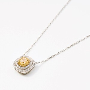 ナチュラルイエロー ダイヤモンドペンダント ネックレス K18WG 0.70ct 0.533ct 約4.3g ジュエリー アクセサリー 小物 レディース