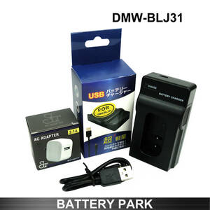 送料込　パナソニック 一眼 LUMIX DC-S1R DC-S1RM DC-S1 DC-S1M DMW-BLJ31 対応互換USB充電器 2.1A高速ACアダプター付