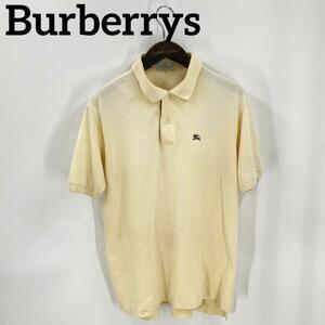 【正規品】 BURBERRY バーバリー　Ｌサイズ　ノバチェック　半袖　ポロシャツ　メンズ　クリーム色　綿100％　替えボタン付き