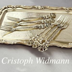 【Cristoph Widmann】 薔薇のケーキフォーク 6本【純銀】ヒルデスハイムローズ