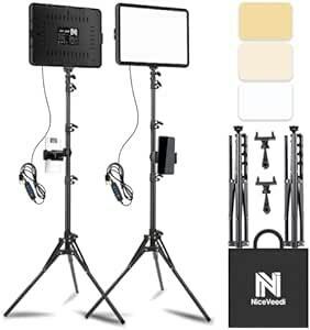 NiceVeedi 2パック撮影用ライト LEDビデオライト 写真スタジオ撮影 2800-6500K三色調光可能な照明撮影ライトキ