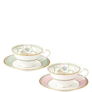 ◆送料無料 Noritake ノリタケ カップ & ソーサー ( 色変り ペアセット ) ( コーヒー ティー 兼用) 220cc ヨシノ 2客 グリーン ・