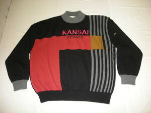 カンサイ・KANSAI SPORTS◆　ハイネック ウールセーター・LL寸　◆美品