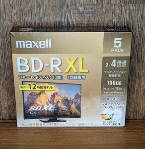 mX5【新品】maxell BD-RXL100GB×5枚 BDXL対応機専用パッケージそのまま箱に入れてネコポス発送！