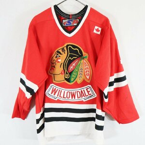 SALE///// カナダ製 NHL シカゴブラックホークス ゲームシャツ ユニフォーム プロチーム アイスホッケー レッド ( メンズ S ) N1209