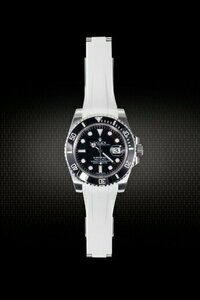 Rolex/ロレックス Submariner/サブマリーナー 116610、116613、114060適用 VAGENARI ラバー ストラップ/ベルト ホワイト