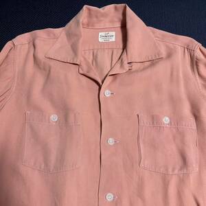 50s SPORTOP レーヨンギャバシャツ レア色ピンク　ビンテージ　ロカビリー 