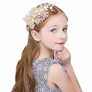 子供 髪飾りリーフ パール 小花モチーフ カチューシャ ウエディング ヘッドドレス 発表会 ヘアアクセサリー 結婚式 入学式 卒業式