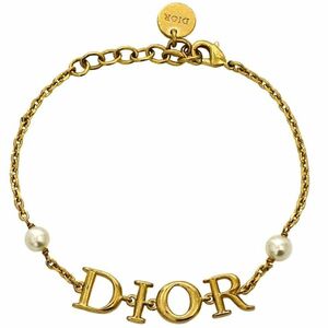クリスチャン ディオール ブレスレット ゴールド ホワイト 美品 GP パール 中古 Christian Dior