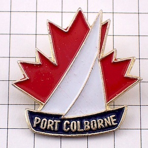 ピンバッジ・カナダ赤い楓ポートコルボーン白い帆船◆フランス限定ピンズ◆レアなヴィンテージものピンバッチ