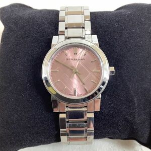 D3089【実物】BURBERRY/バーバリーBU9231 ピンク文字盤 クォーツ レディース腕時計