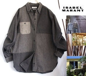 美品/ISABEL MARANT/イザベルマラン/カラーブロックデザインスプリングシャツトップ