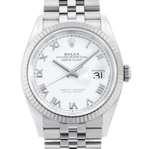 ロレックス デイトジャスト36 126234 ホワイト ローマ 5列 ジュビリーブレス ランダム番 中古 メンズ 腕時計　