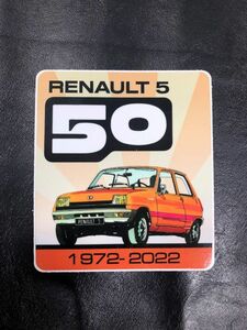 ルノー 5 誕生 50周年記念 ステッカー 1972年－2022年 RENAULT5 50ans グリルバッジ クラシックカー レトロカー ラリー レース (a