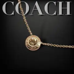 美品 COACH 2644 コーチ ロゴ ネックレス ローズゴールド