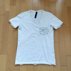 【wjk】レザーポケット Vネック Tシャツ 白/無地 半袖　カットソー サイズM メンズ