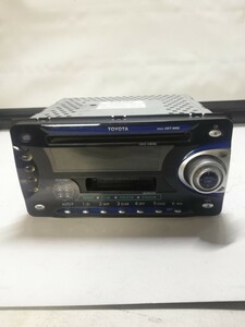 管74（未確認現状、即発送）トヨタ純正ワイド2DIN CD/カセットデッキ CKT-W59