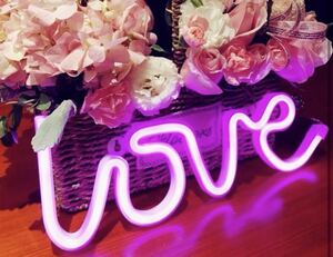 QiaoFei LED LOVEライト ランプ ネオンサイン ピンク 照明