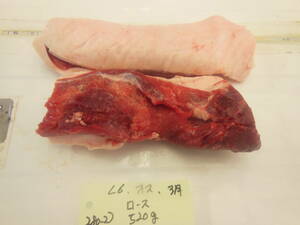 福岡県産天然猪肉　令和６年　3月　オス　（２８０－２）　ロース　５２０ｇ