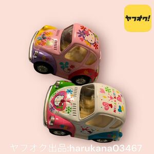 当時物　レトロ　Hello Kitty ハローキティ　ミニカー　ワーゲン　車　ピンク ホワイト　キントイ製 サンリオ SANRIO 2000年 玩具 グッズ