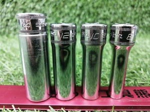 中古品 不揃い SNAP-ON スナップオン 3/8 6角 ディープソケット 14mm 12mm 10mm 8mm SFSM14 12 10 8 4個セット