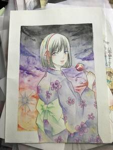 君の名は三葉浴衣ショートボブ・手書きイラスト