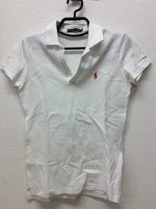 ■0564 洋服 RALPH LAUREN ラルフローレン トップス ポロシャツ レディース Lサイズ 白 ホワイト ブランド