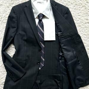 ★人気 Lサイズ★ P.S.FA ウインドウペンチェック Perfect Suit FActory パーフェクトスーツファクトリー スーツ セットアップ 黒 ブラック
