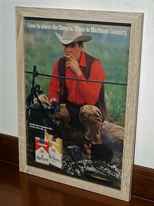1970年 USA 70s vintage 洋書雑誌広告 額装品 Marlboro Tobacco マルボロ タバコ マルボロマン / 検索用 店舗 看板 ディスプレイ (A4size)