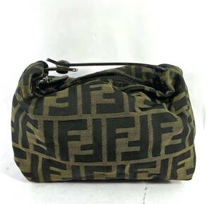 ◇1円 ★ FENDI フェンディ ズッカ柄 ミニポーチ マルチポーチ バニティポーチ 226226540098 ブラウン ファスナースムーズ used