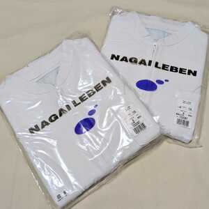 +PE23 新品 未使用 NAGAI LEBEN ナガイレーベン レディース M 半袖 看護衣 白衣 2点 セット 白 ジップアップ