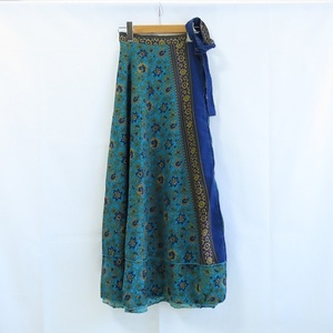 〓難あり〓 新品 〓 巻きスカート 〓　ラップスカート　2枚重ね　エスニック　アジアン　サリー　レンガ　民族衣装　おしゃれ　〓A054
