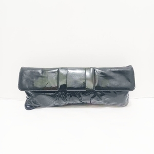 ミュウミュウ miumiu クラッチバッグ RP0155 - エナメル（レザー） 黒 リボン バッグ