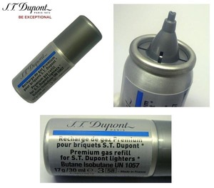 複数回注入型 新品正規品 デュポン(S.T.Dupont)ライター専用ガスボンベ(青色 ブルー）１本